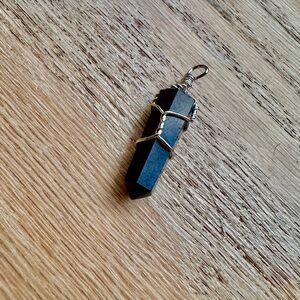 Silver Wire Wrapped Black Tournaline Pendant